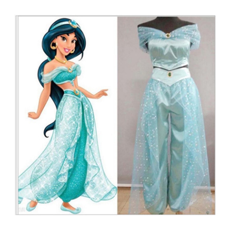 Halloween Aladdin Princess Jasmine Dance Costume Adult Dress Cosplay