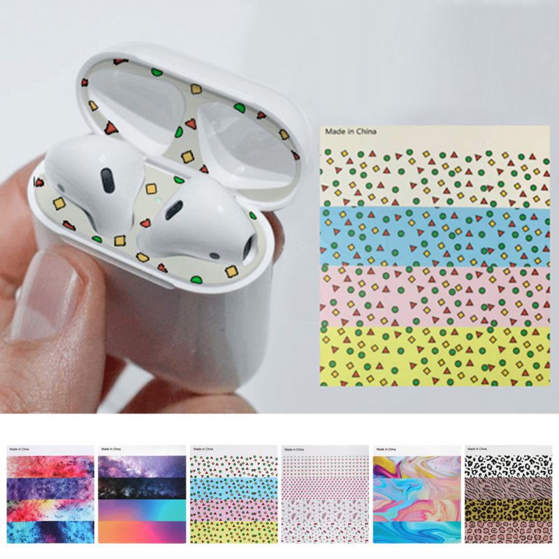 CRE❤ 4Pairs Case Skin Dust-proof Dust Guard for Apple Airpods Earphones Charging Box