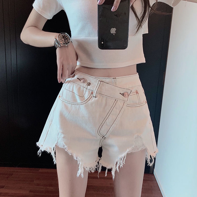 Plus size white ripped on sale shorts