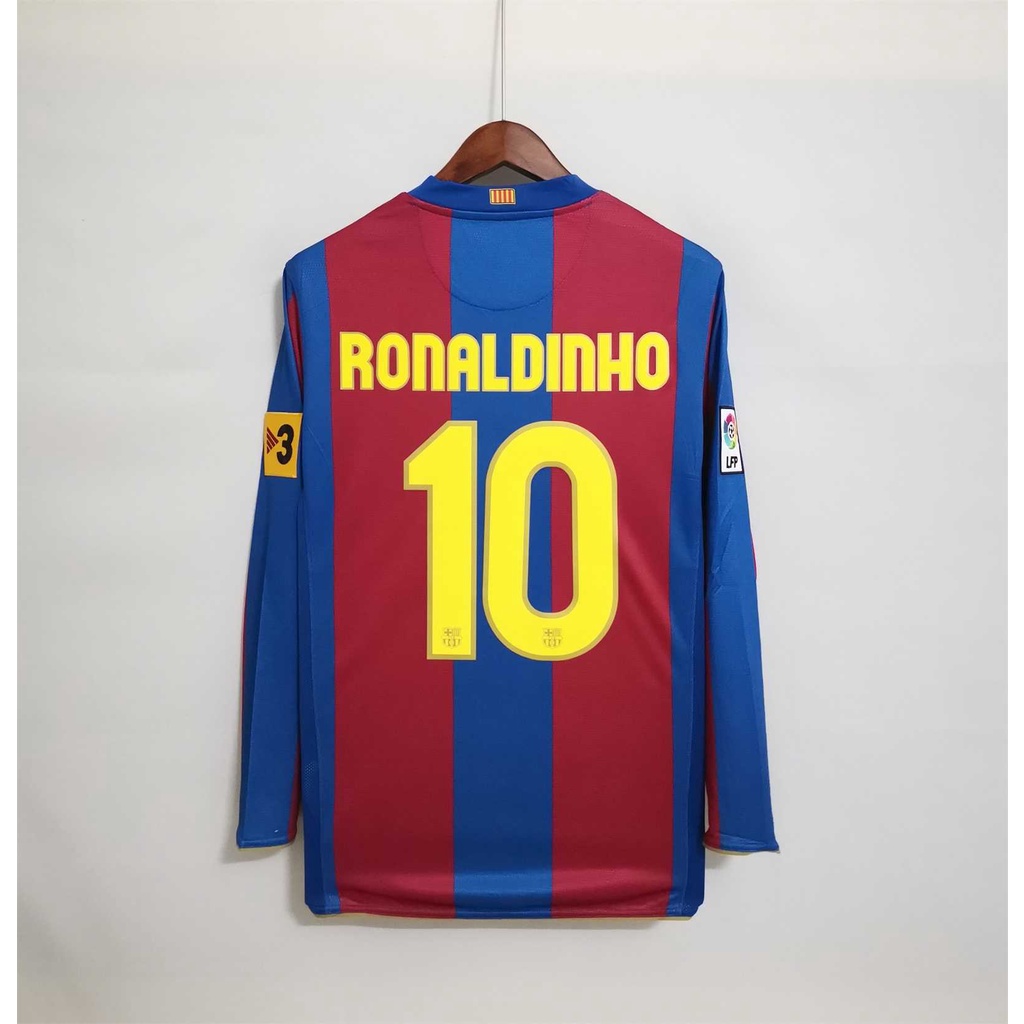 07-08 Barcelona Long sleeve Top Quality Home Retro Soccer Jersey custom ...