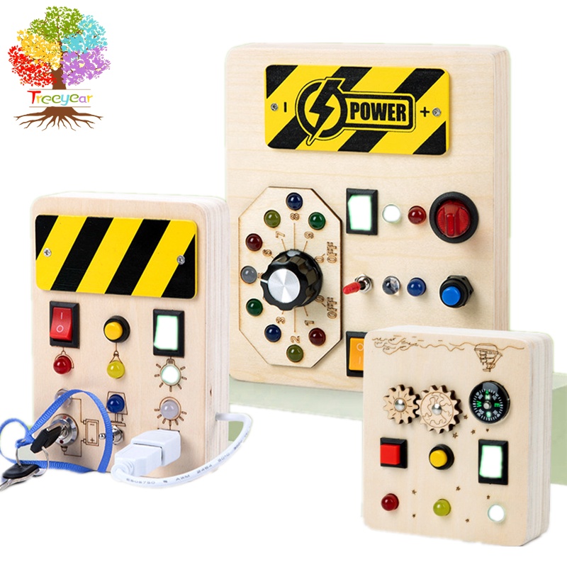 Montessori Busy Board Light Switch Toy Wooden Sensory Toys for Toddlers ...