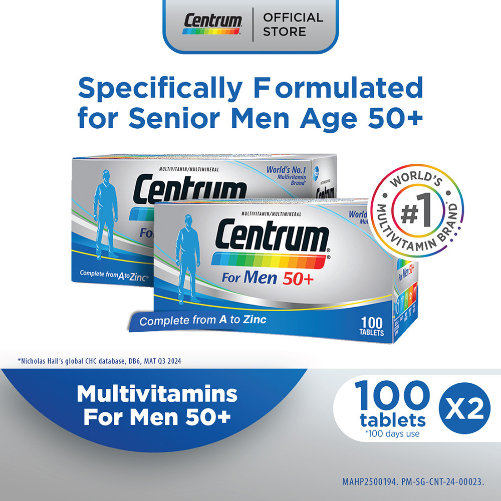 [2 Pack] CENTRUM Multivitamin Supplement for Men 50+, Vitality, Energy ...