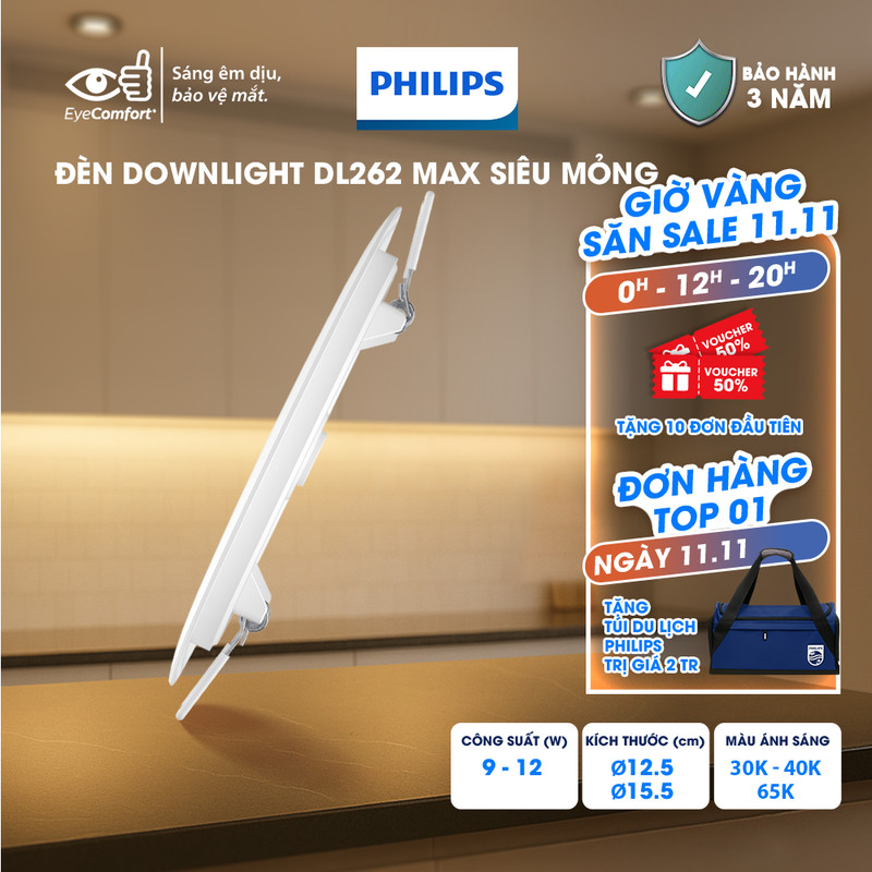 PHILIPS Max DL262 Max ultra-thin LED ceiling light - capacity (9W, 12W ...