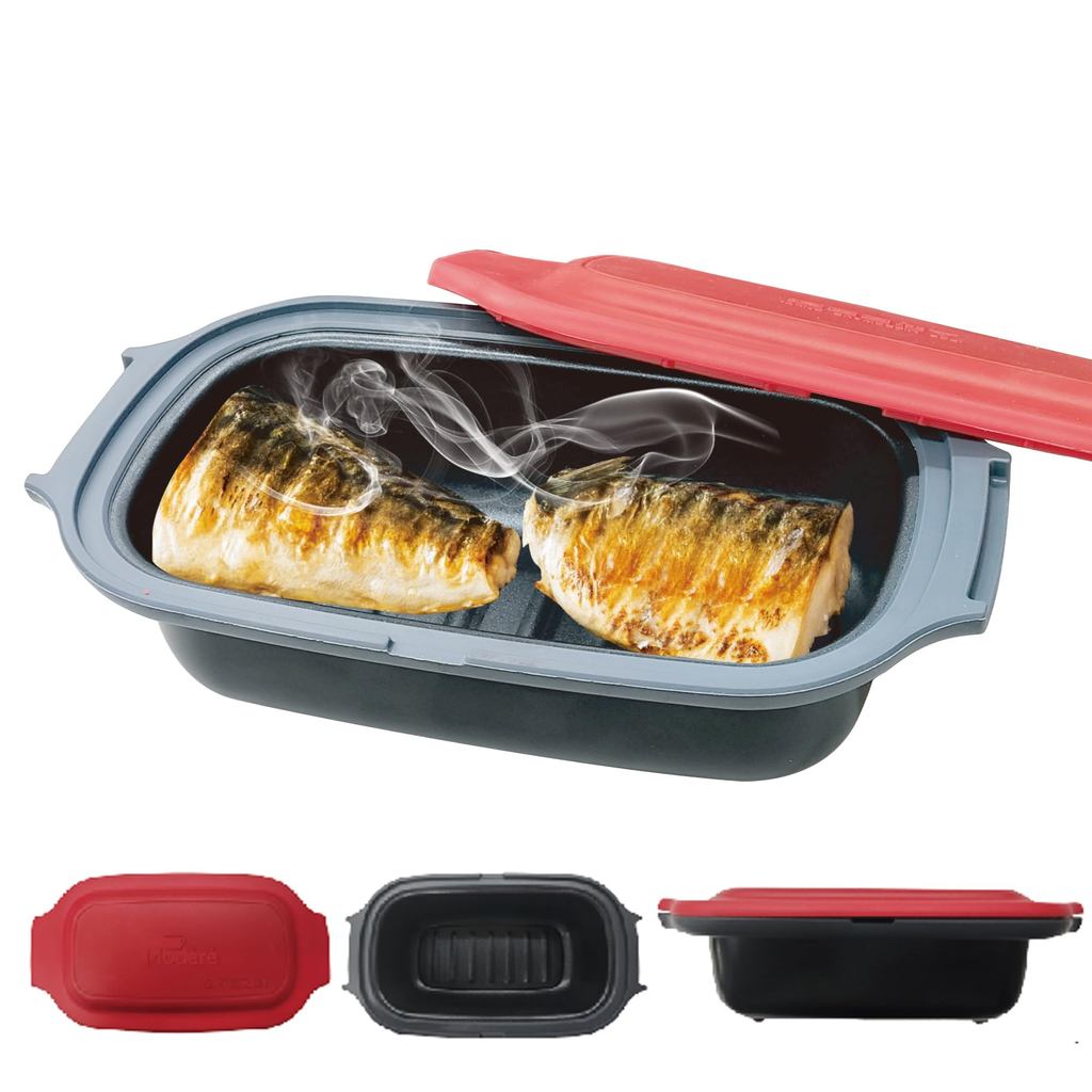 TokyoDeco Microwave Cooker with Recipes, Square Plate Design for ...