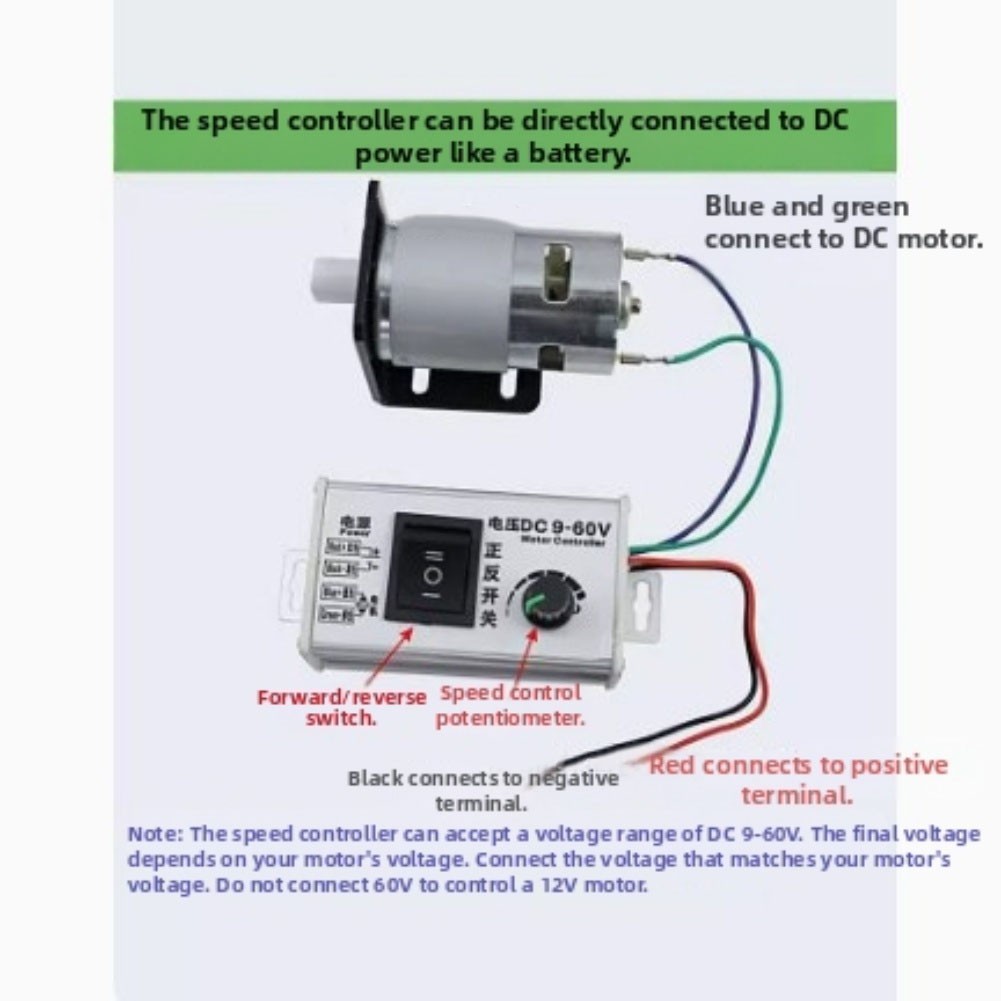 1000W DC Motor Speed Controller DC9-60V Speed Switch with Forward ...