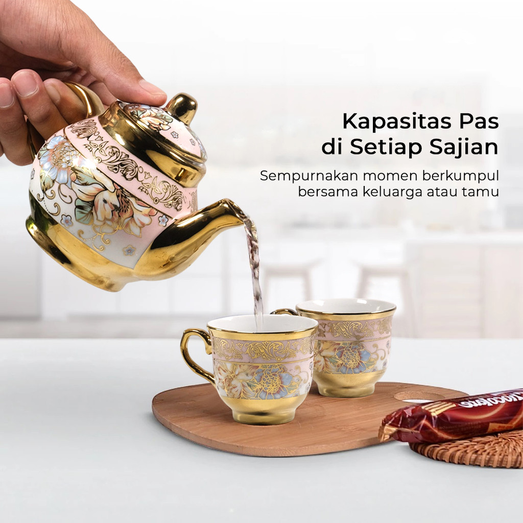 SUNFILI Set Teko Cangkir Keramik Kopi 1 Teapot 4 Cup European Style - JJ35 - Gambar 4