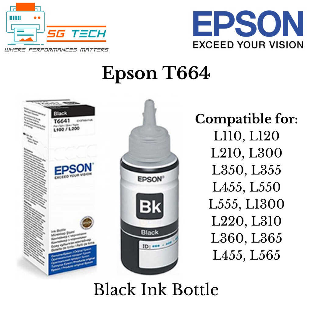Epson Original T664 C13t664100 Black Ink Bottle For L110 L120 L210 L300 L350 L355 L455 L550 4997