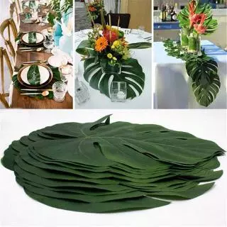 Fabric Artificial Tropical Palm Leaves Simulation Monstera Leaves Hawaiian  Decor