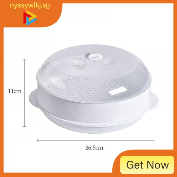 Microwave Plastic Round Food Steamer For Ovens Box with Lid Buns Rice