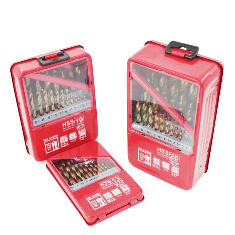 13/19PCS HSS HIGH SPEED STEEL TITANIUM COATED DRILL BIT SET | Shopee ...