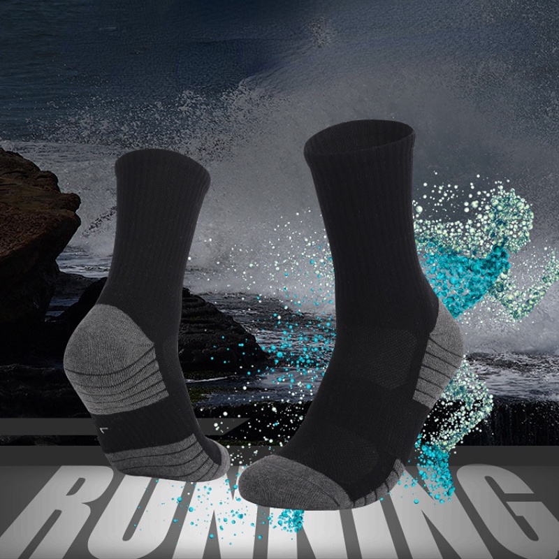 Outdoor mid-tube sports socks with thick towel bottom hiking hiking ...