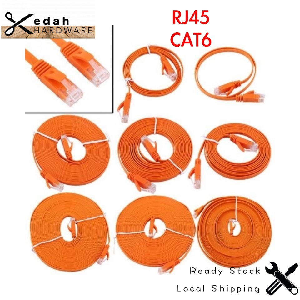 RJ45 CAT6 Ethernet Network Flat LAN - Orange | Shopee Singapore