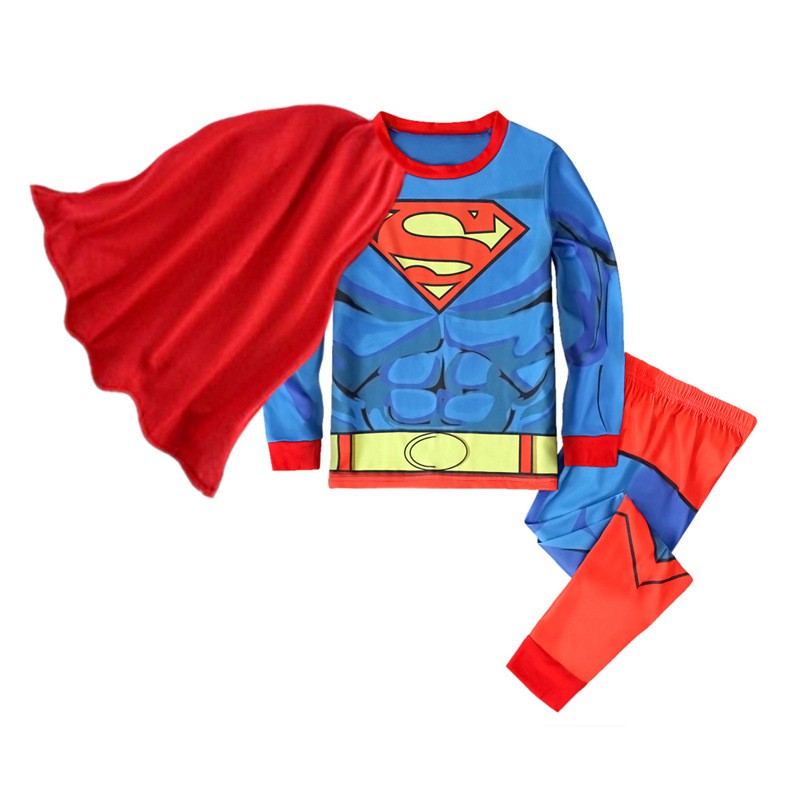 Boys Cartoon Superman Cotton Pyjamas Set with Cape Shopee Singapore