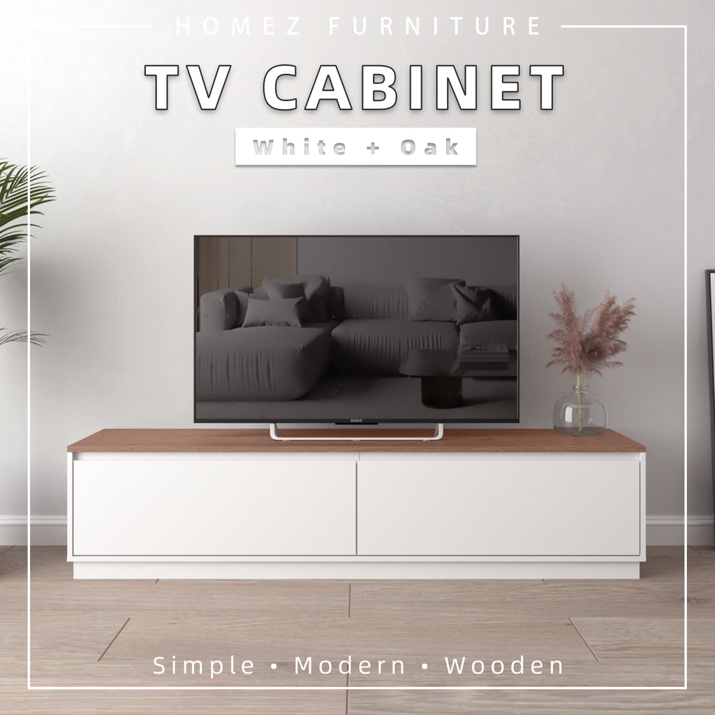 HomeZ Austral Series 6Ft TV Cabinet TV Console with 2 Door - 004-WT ...