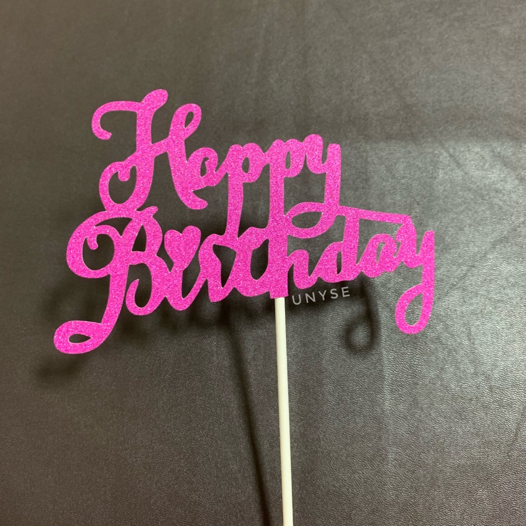 [ Pink ] Happy Birthday With Heart Shape Cake Toppers   Party Supplies 