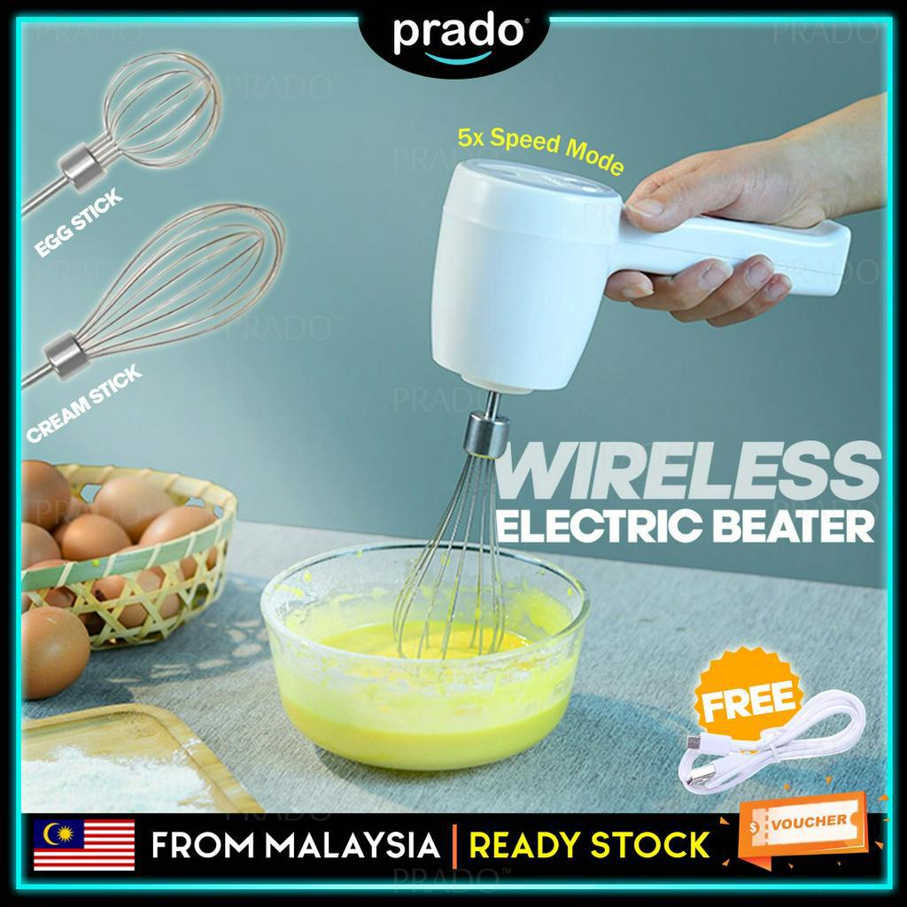 PRADO Electric Cordless Egg Beater Whisk Mixer Handheld Whipping Cream ...