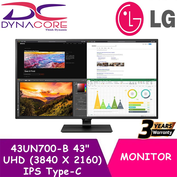 LG 43UN700-B 43" Class UHD (3840 X 2160) IPS Display With Type-C, HDR10 ...