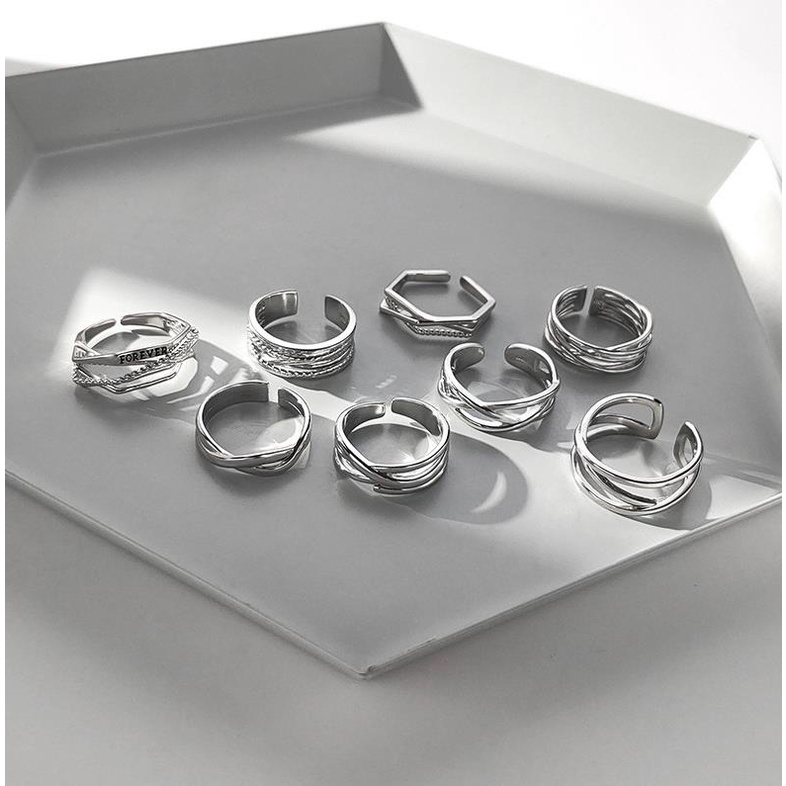 Retro simple stacking combination line ring Korean version ins ...