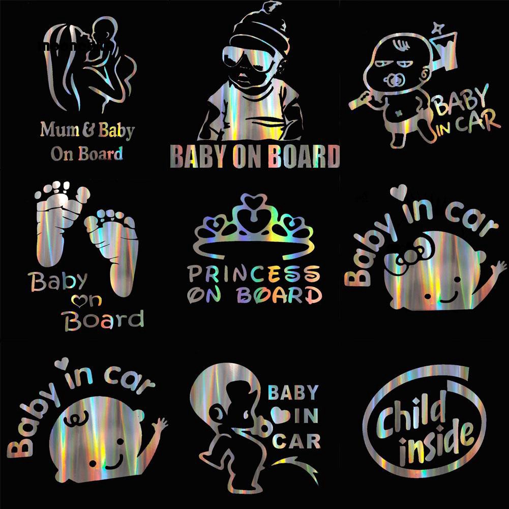 ☼Mooncake☼Colorful Laser Baby in Car Body Window Reflective Sticker Warning Sign Decor