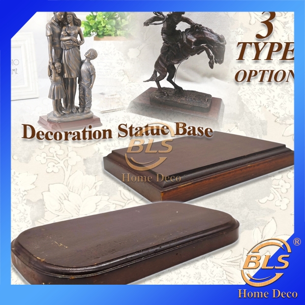 RECTANGLE SHAPE DECORATION STATUE WOODEN BASE 3 TYPE SELECTION BROWN ...