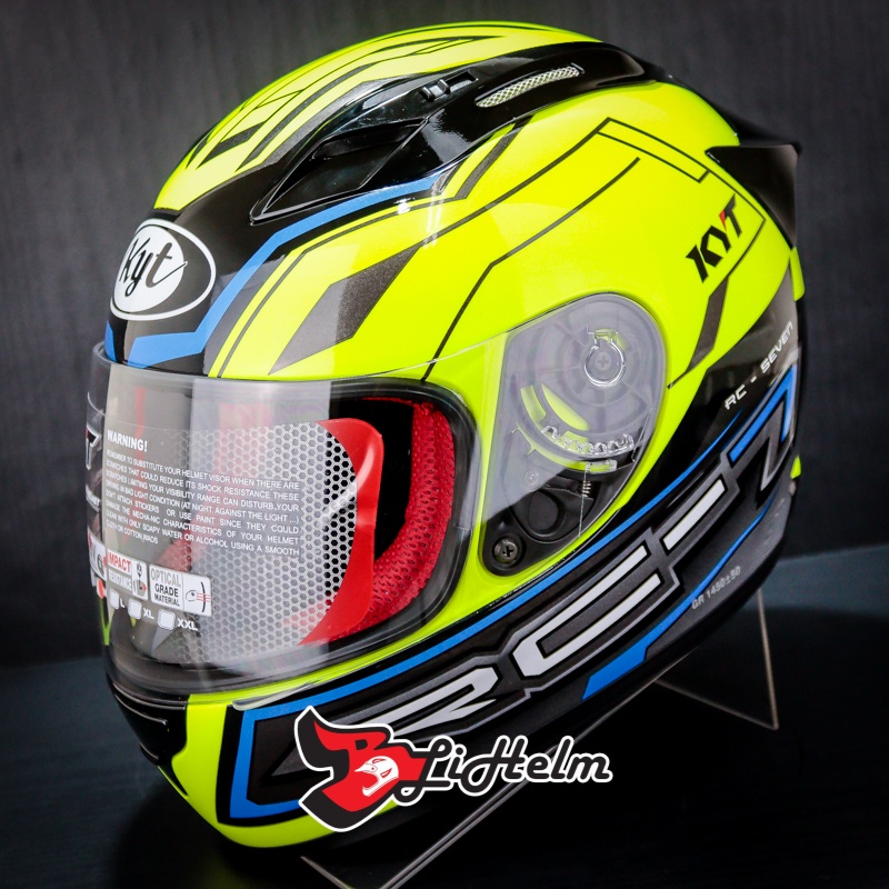 Kyt RC SEVEN 14 YELLOW FLUO BLACK BLUE HELMET -| Full FACE SNI RC7 ...