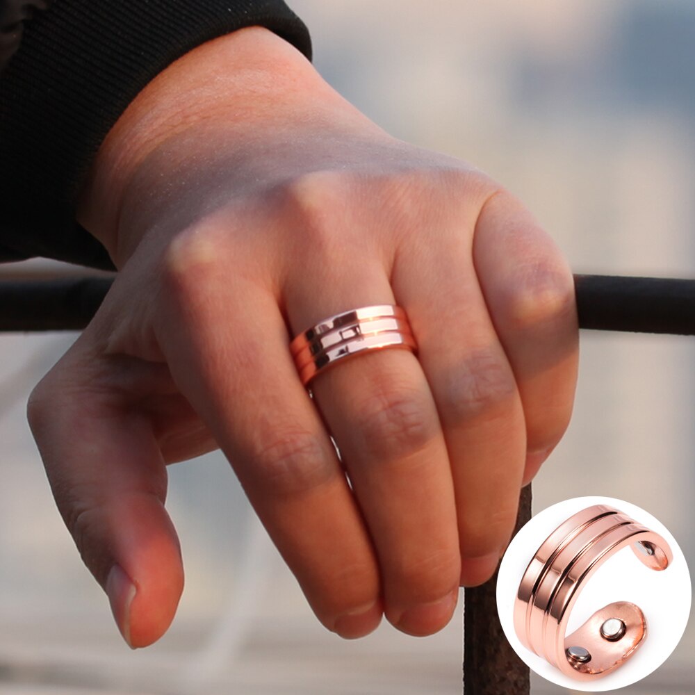 Magnetic Copper Rings for Men Wide Trendy Health Energy Cuff