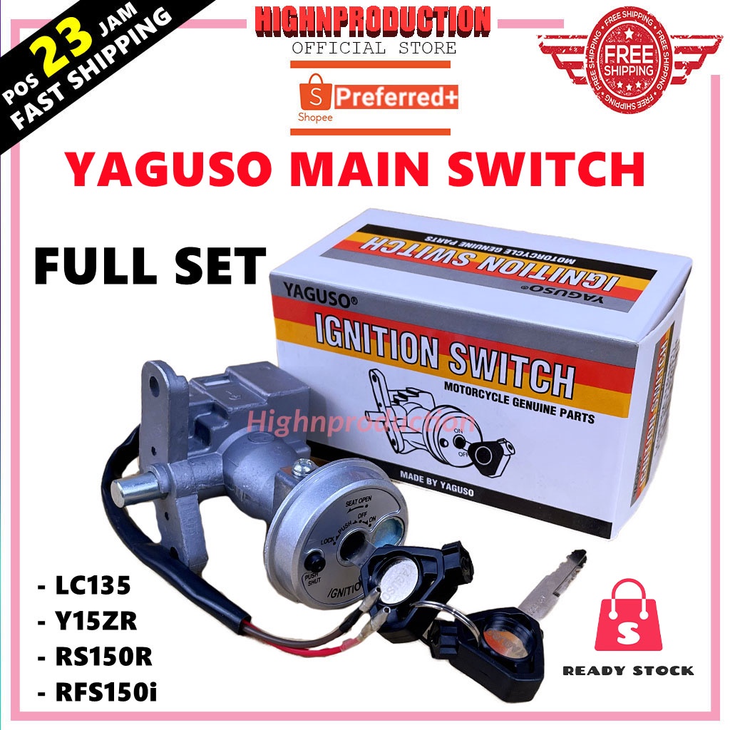 MAIN SWITCH KEY SWITCH Y15ZR/RFS150i/RS150R/LC135 NEW YAGUSO IGNITION ...