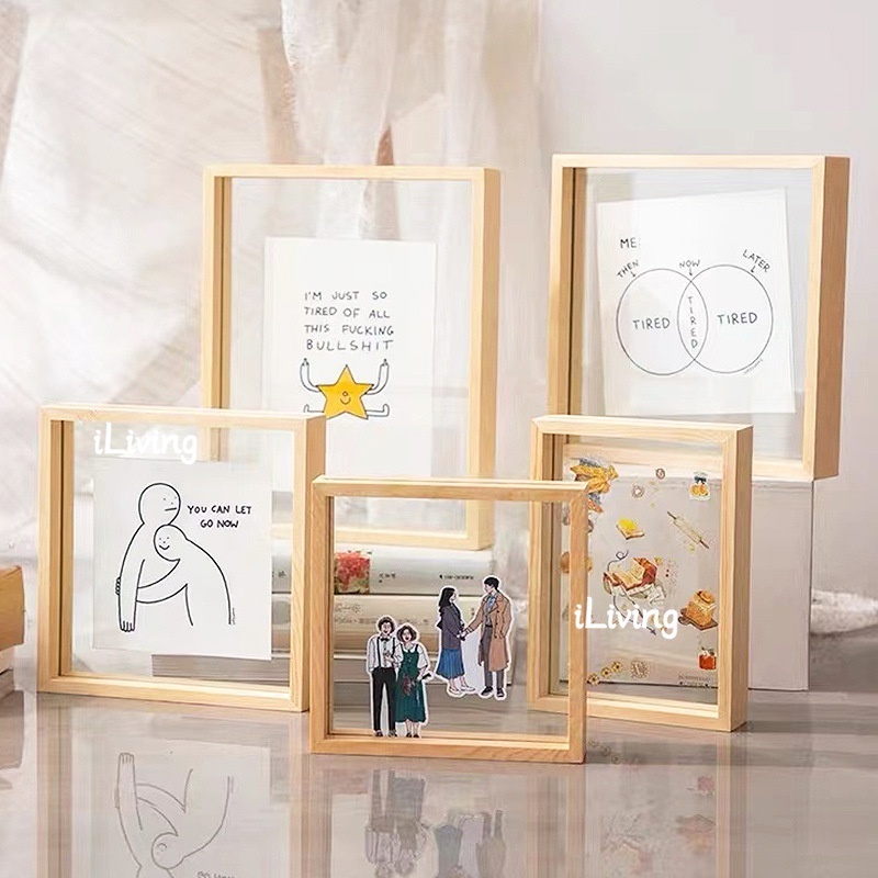 iliving Nordic ins Style Photo Frame Specimen Photo Frame Wall Decoration Photo Frame A4 Wooden Photo Frame Solid Wood Picture Frame Acrylic Photo Frame Desktop Ornament DIY