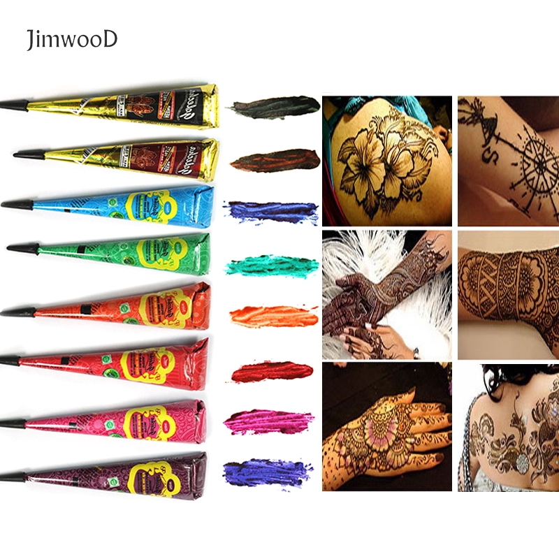 BodyTattoo Paste Black Brown Red White Henna Cones Temporary Tattoo ...