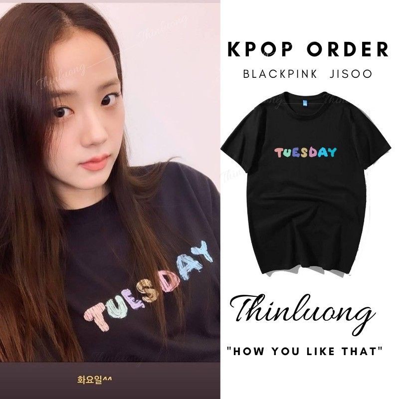 Kpop Korean BLACKPINK jisoo Tuesday rainbow color tshirt Shopee