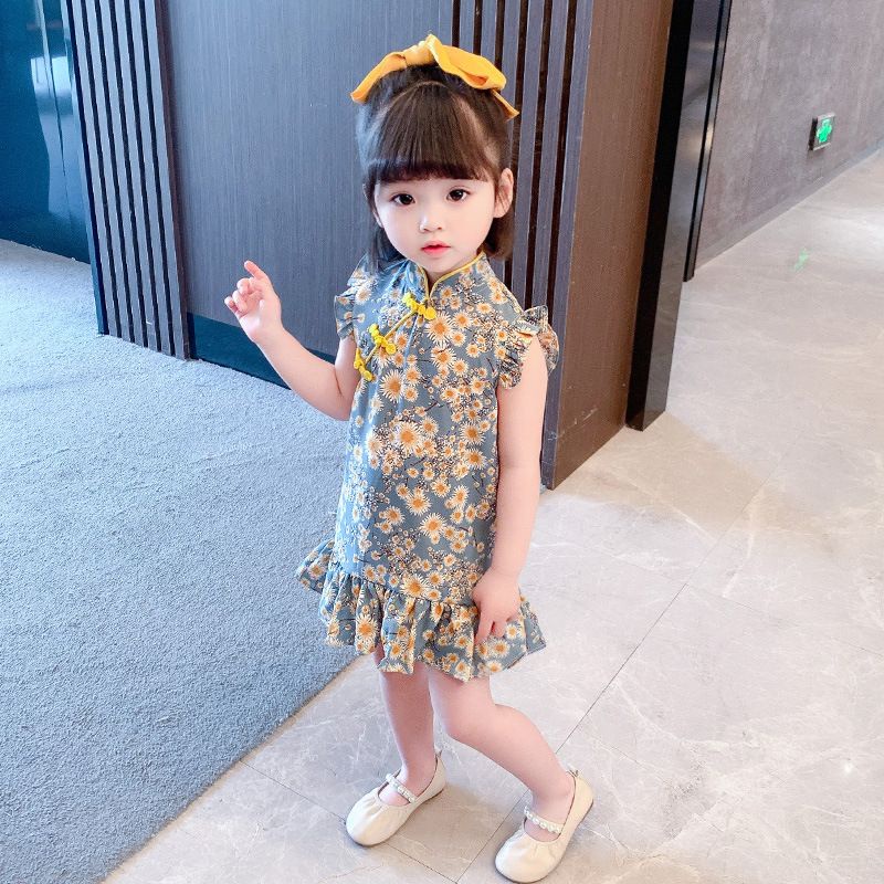 Local Seller Baby Girl Cute Cheongsam Style Dress For Chinese New Year Kids Summer Clothes for Girls Soft Outfit CNY Shopee Singapore