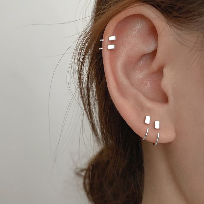 S925 sterling silver square earrings simple fashion earrings female jewelry gifts wholesale
