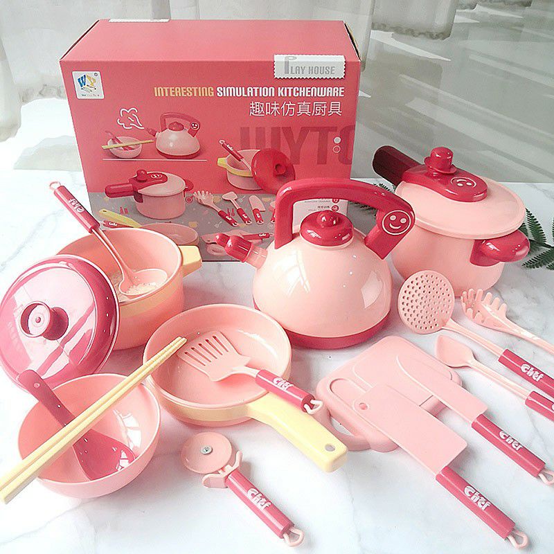 Children's simulation play house kitchen toy girl simulation cooking tableware set