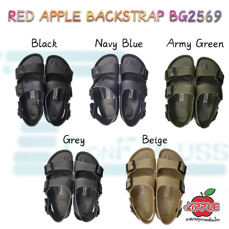 Unisex Red Apple Double Backstrap Sandals Shoes BG2569 Shopee