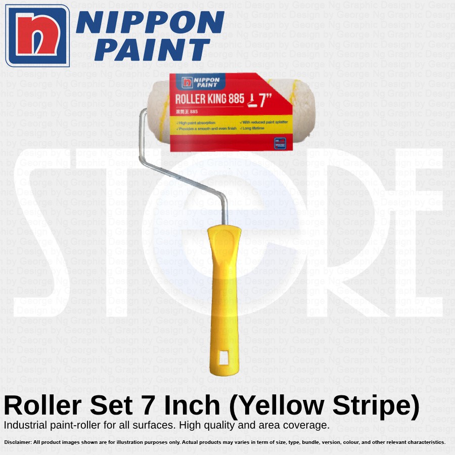 Nippon Paint Roller Set 7 Inch (Yellow Stripe and Green Colour ...