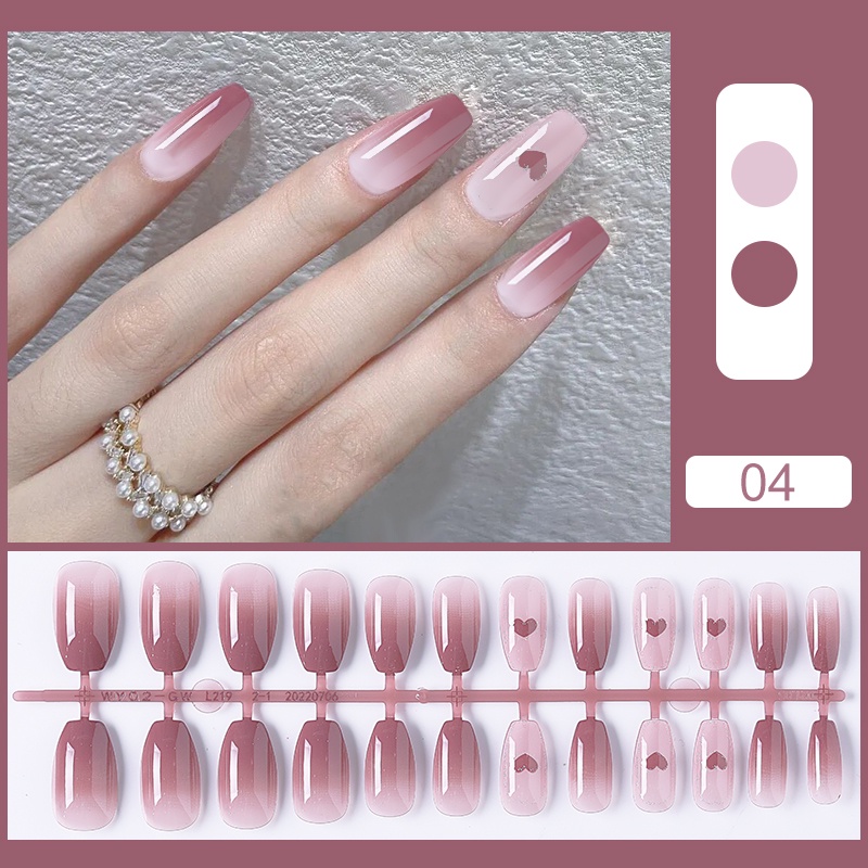 【FREE GIFT】24 pcs Fake Nails Long French false nails Nail Art Design ...