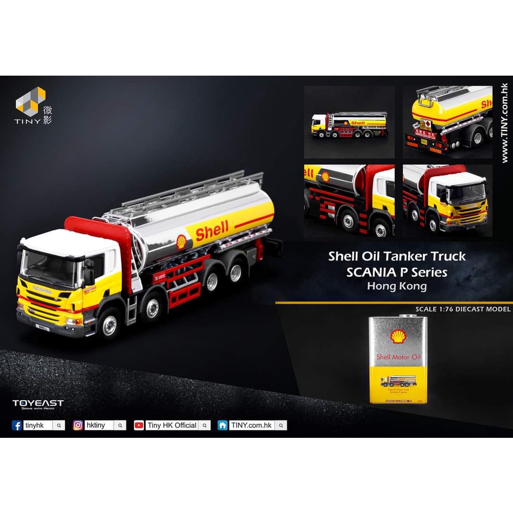 Tiny x Shell Hong Kong 1:76 Diecast Scania Tanker Truck with Oil Can ...