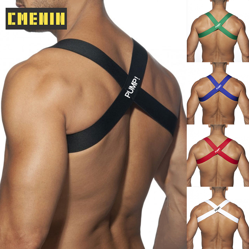 CMENIN PUMP Men Party Harness Tanks Fitness Shoulder Strap Breathable Flexible Clubwear Body Chest Halter PU5501