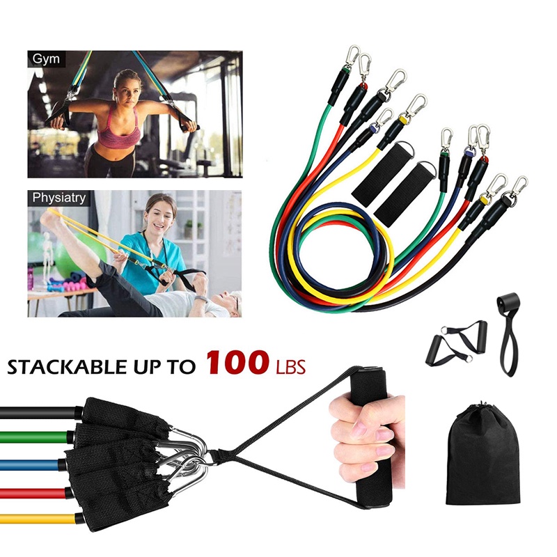 [SG Seller]11Pcs Latex Resistance Bands Resistance Tube Set Band Rubber ...