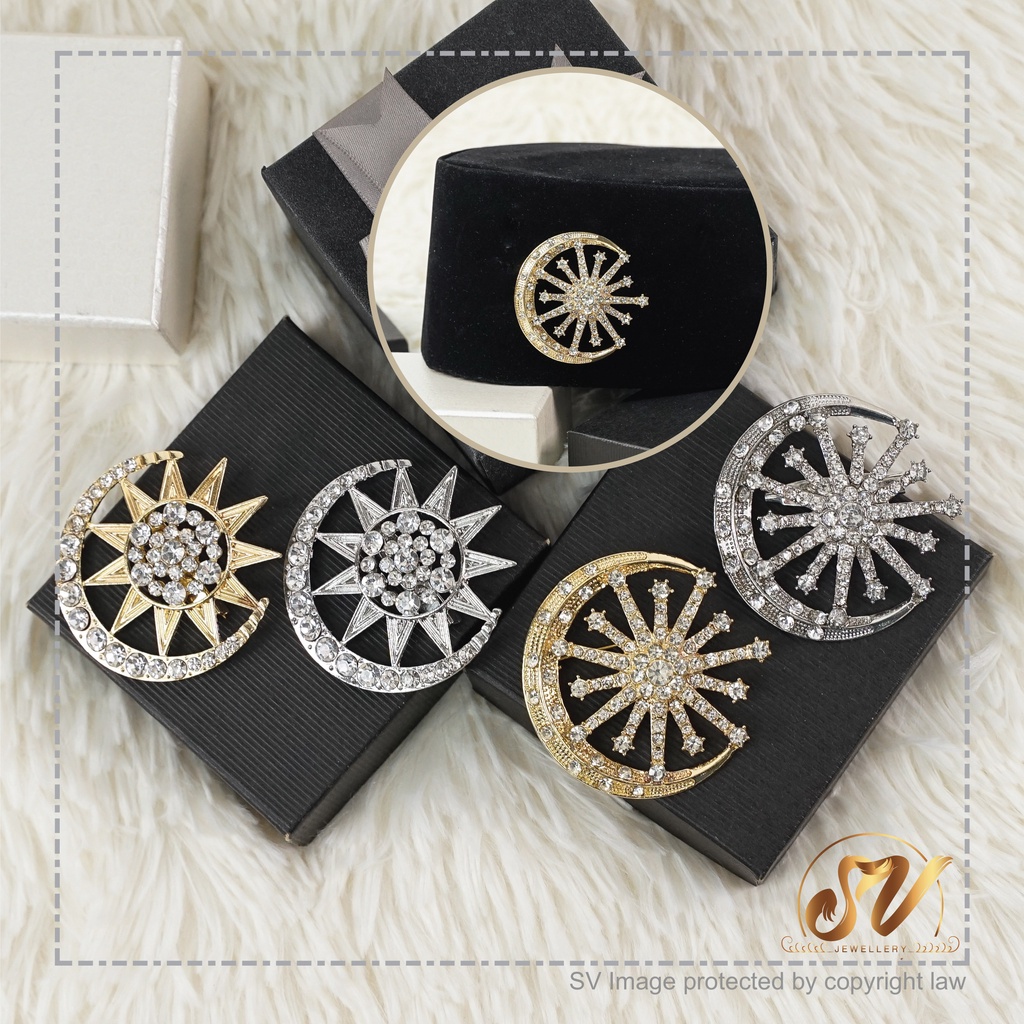 Moon Songkok Dokoh Brooch Crescent Single Pin Bridal Tanjak Melayu