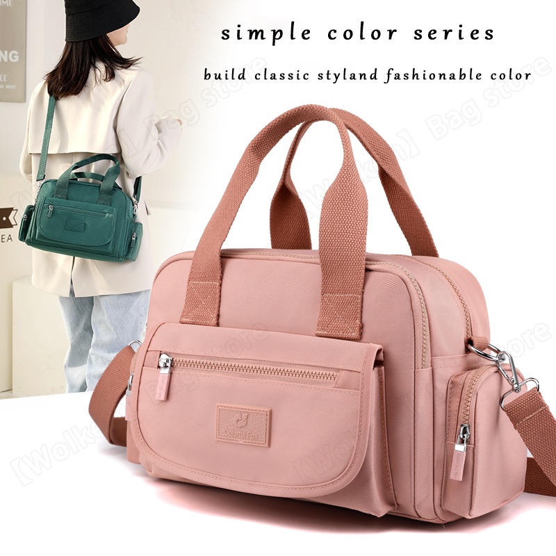 [Colorful Fox] Korean Version Simple Fashion Nylon Crossbody Bag Women Waterproof Shoulder bag Large-Capacity Handbag
