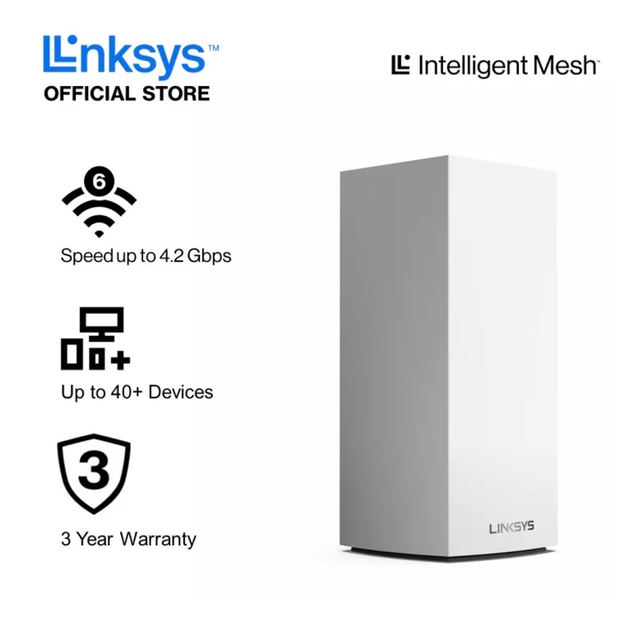 Linksys Velop AX4200 TriBand WiFi 6 Mesh Router (1 Pack, MX4200), Tri