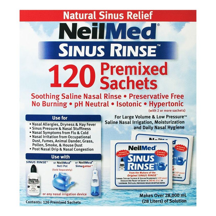 Neilmed Sinus Rinse Premixed Sachets (60 Sachets/120 Sachets) | Shopee ...