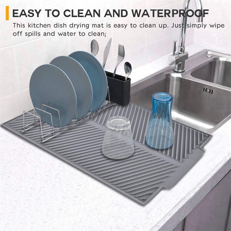 30x40cm Kitchen Drain Mat Dish Drying Mat Pu Leather Coaster Absorbent Mat  Disposable Heat Insulation Mat (vegetable White)