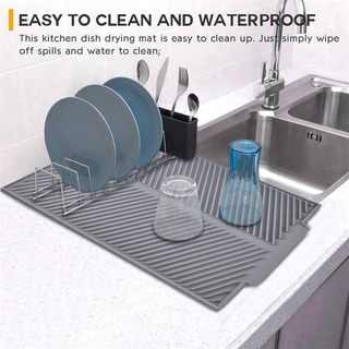 1pc Random Textured Drain Dish Drying Mat, Silicone Drain Mat For Kitchen