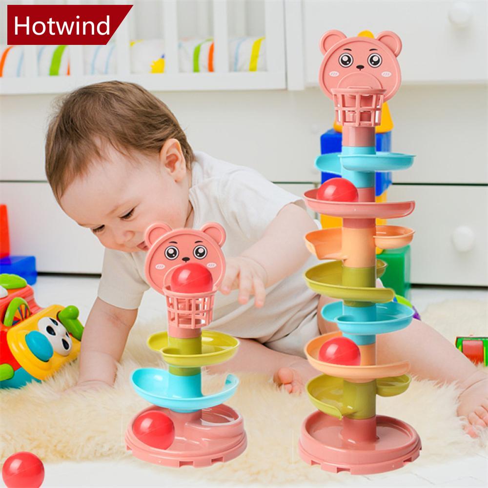 HOTWIND Baby Puzzle Kids Fun Track Turn 0-3 Years Old Track Rolling Ball Mental Sliding Ball Tower Early Education Assembling DIY Toys C1I7