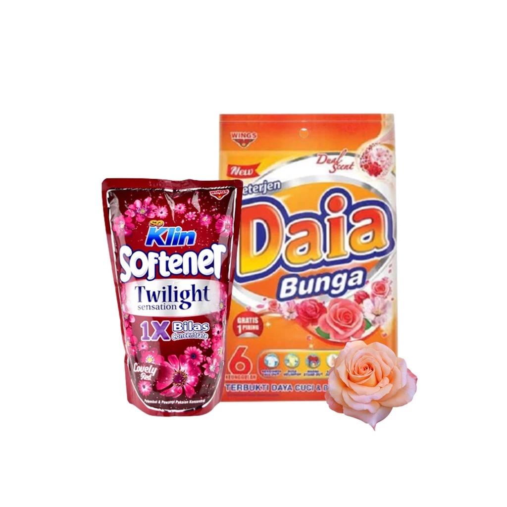 Softener Sekali Bls Violet Pouch + Powder Detergent Daia Bunga Bag - Paket Pakaian Wangi & Bersih 6 - Gambar 2