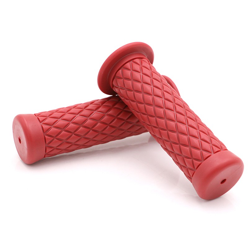 Red Rubber Handlebar Grips – 22mm For Scooter, Motorcycle, Moped (Pair)