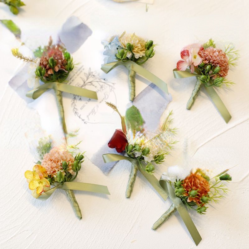 Boutonniere Wedding White Rose Ball Chrysanthemum Hydrangea Corsage