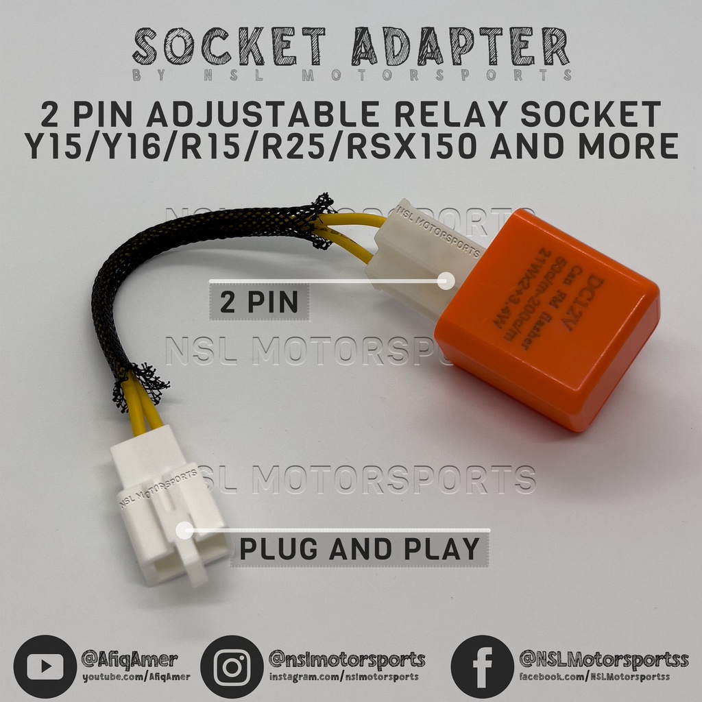PNP Adjustable Relay Socket Adapter Y15 Y16 Y16ZR R15 R25 RSX150 NVX ...